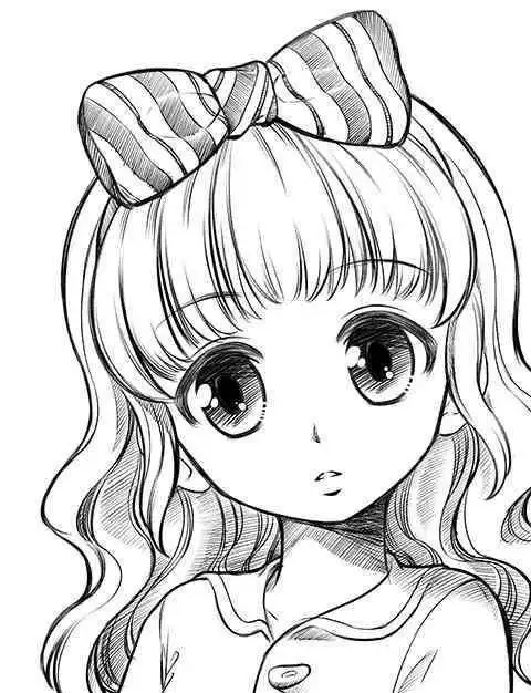 q版动漫人物简笔画 动漫q版人物简笔画之长发美女