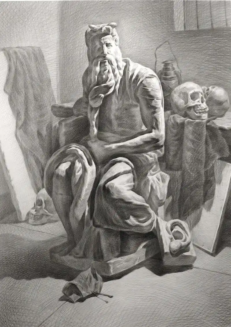 摩西摩西.2k逆光摩西石膏静物详细步骤图#画画 #美术生美术 - 抖音