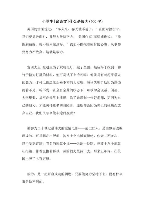 小学生议论文什么是毅力500字