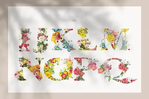 复古风格花卉字母&数字设计png素材 vintage flower alphabet