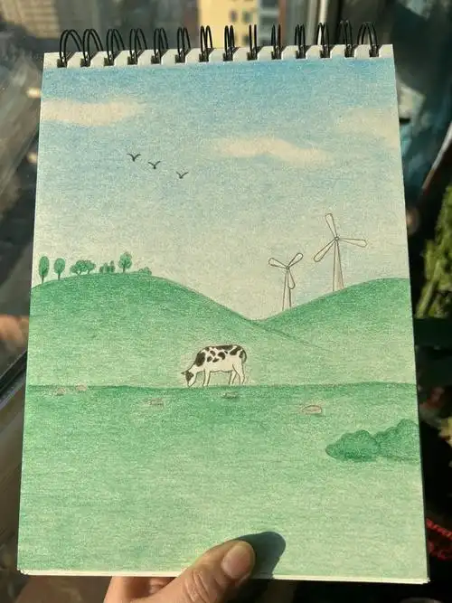 草原(彩铅画.手绘临摹)