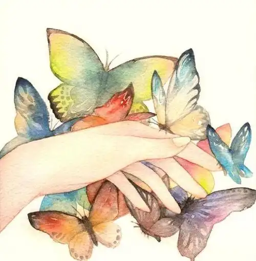 手部绘画,唯美手部彩色手绘,纤纤玉手