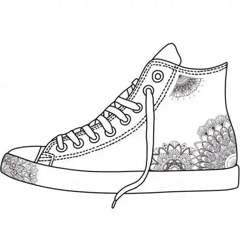 黑白手绘 不一样的帆布鞋绘画帆布鞋手绘装饰画线条画简笔画