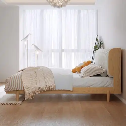 冬熊北欧风格实木床布艺软包现代简约轻奢15米18米双人床主卧hj880