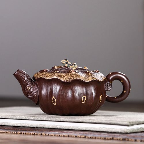 台湾回流紫砂老壶早期一厂茶壶名家全手工蒋蓉小品老紫泥青蛙莲子
