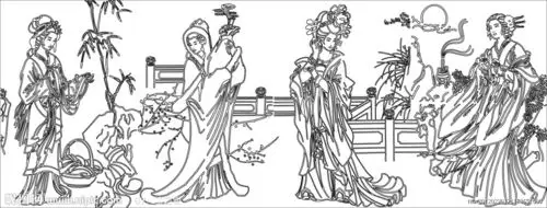 四大美女白描图图片