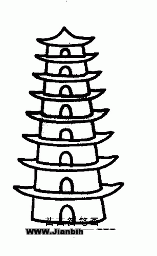 如何画塔的简笔画图片教程