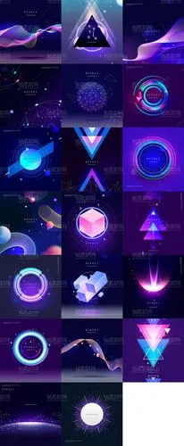20个炫酷渐变几何图案背景psd分层素材