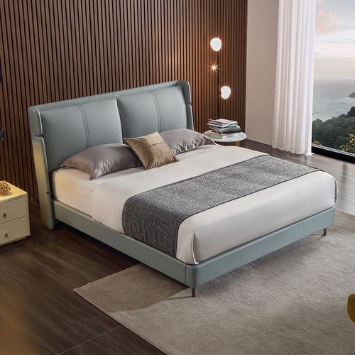 airland雅兰欧式真皮床18m主卧皮艺婚床15m轻奢简约头层牛皮双人床