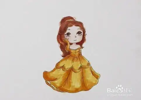 小公主贝儿简笔画彩色