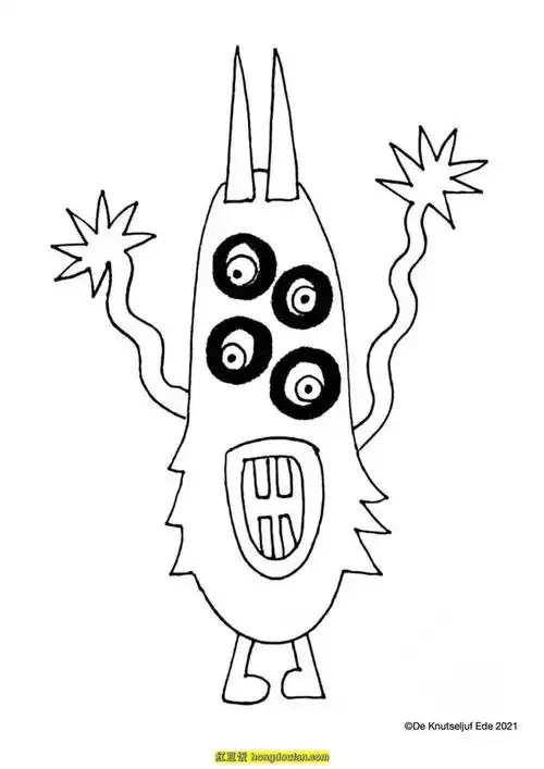 小怪兽简笔画教程,小怪兽简笔画教程图片(15张病毒小怪兽卡通幼儿简笔