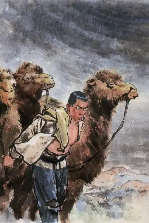 老插图彩墨风格顾炳鑫绘骆驼祥子