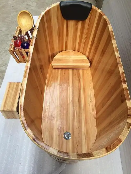 加厚木桶浴桶沐浴桶泡澡桶汗蒸熏蒸桶浴缸浴盆实木质浴盆原木长140cm