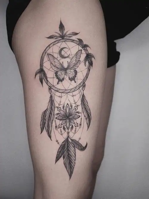 重庆纹身black捕梦网蝴蝶