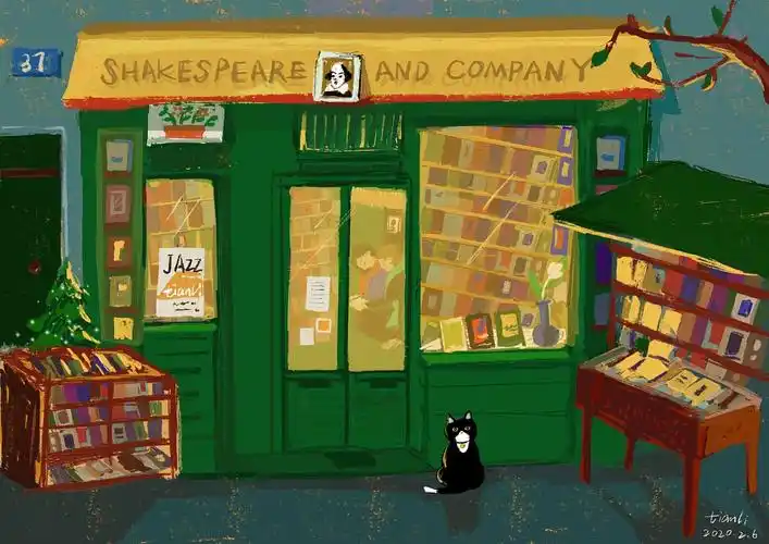 莎士比亚书店|插画|创作习作|茉莉院子_原创作品-站酷zcool