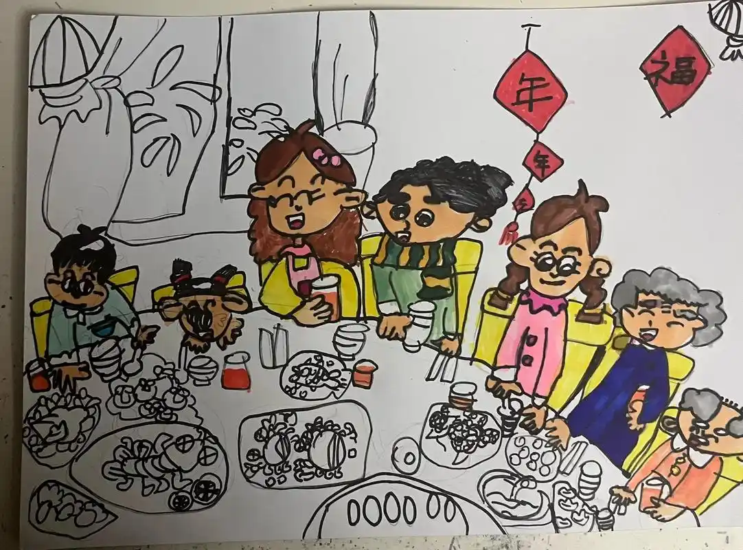 檬檬说的我们的年夜饭(自己画的)#简笔画 #一起学画 - 抖音