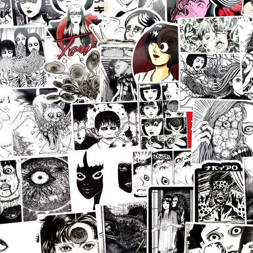 富江伊藤润二恐怖个性外贸防水汽车车贴卡通拉杆箱旅行箱涂鸦贴纸