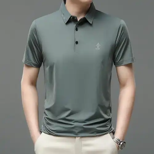男士冰丝polo衫薄款短袖翻领t恤男中年休闲凉感速干男装体恤