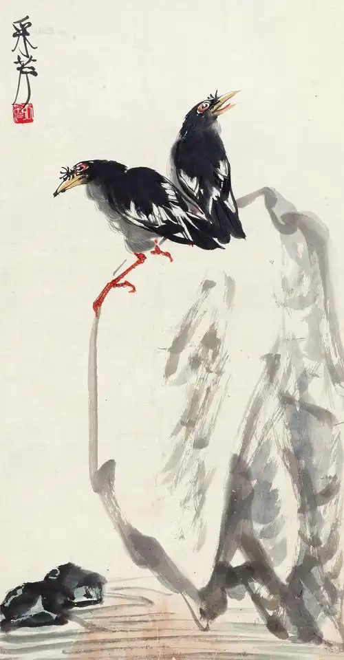 0589 八哥 立轴 设色纸本