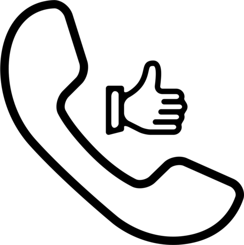 auricular call symbol with thumb up comments