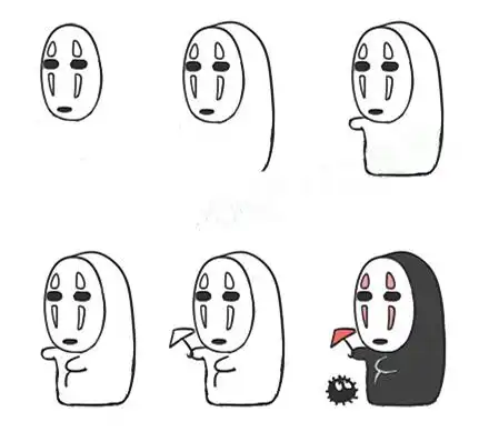 简笔画教程:无脸男简笔画步骤图