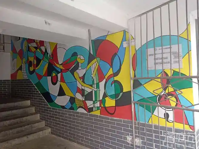 棕东社区楼道文化墙 - 满庭花-墙绘/壁画/国画