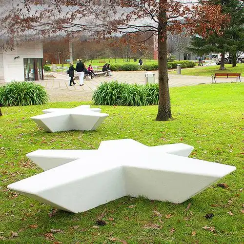 玻璃钢五角星座椅商场美陈等候椅创意休闲椅户外园林多人休息坐凳