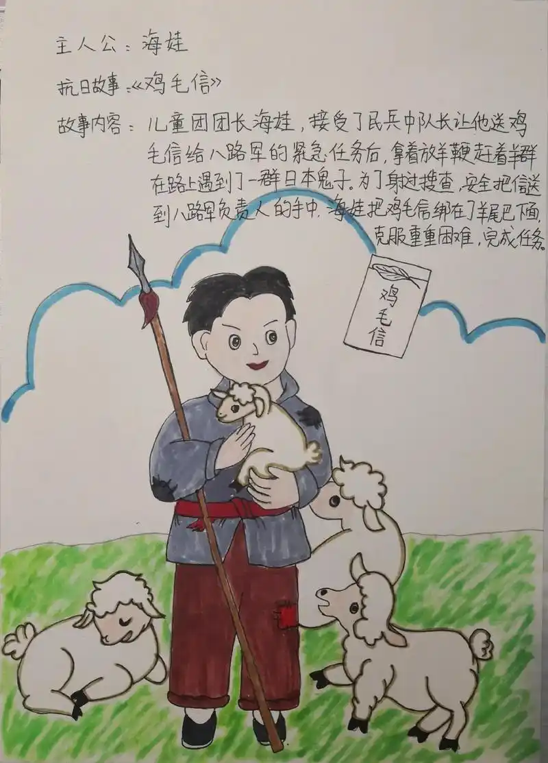 红色经典#鸡毛信#传承红色精神 #亲子手抄报