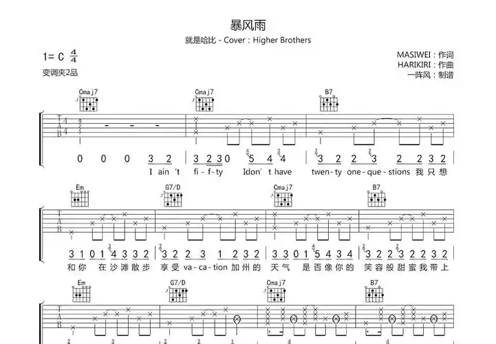 暴风雨吉他谱_就是哈比_c调弹唱吉他谱97%原版 - 吉他世界