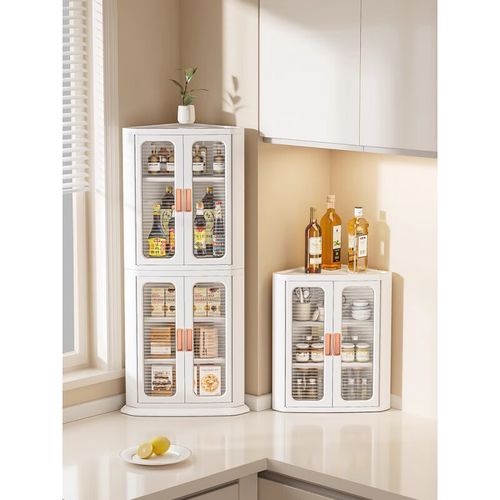 创京懿选转角柜置物架带柜门 厨房三角台面墙角专用调料品收纳带门