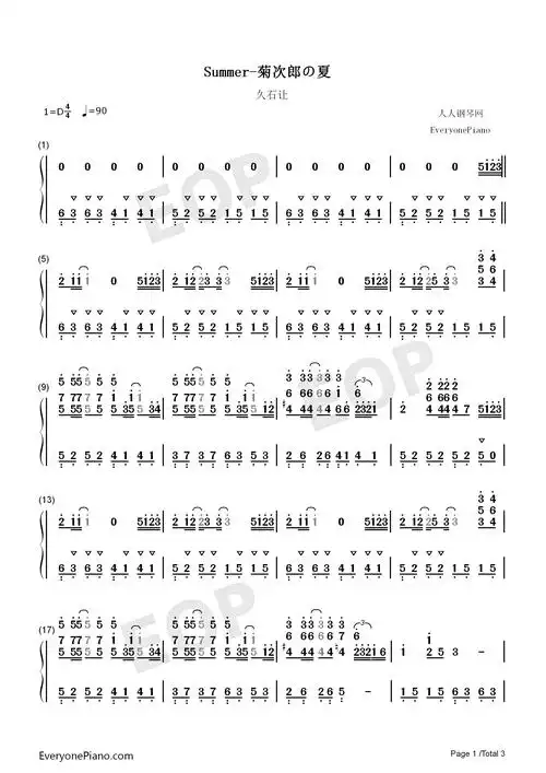 summer完美版-菊次郎的夏天双手简谱预览1
