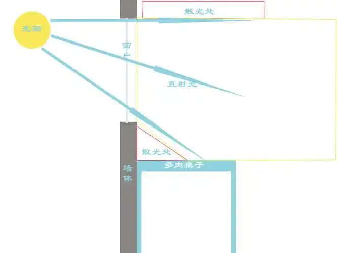 黄色区域,是直射光