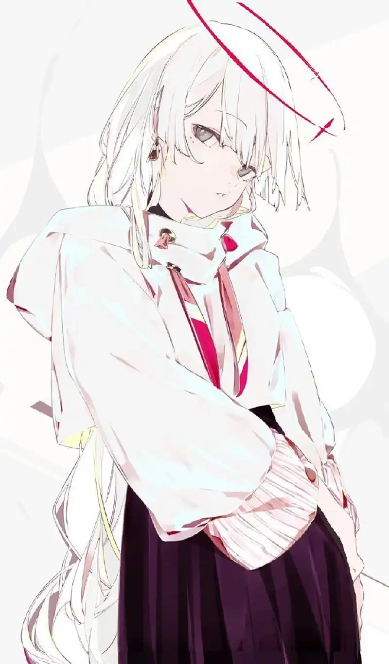 白发的高冷美少女插画,随性飘逸的优雅宛转画风