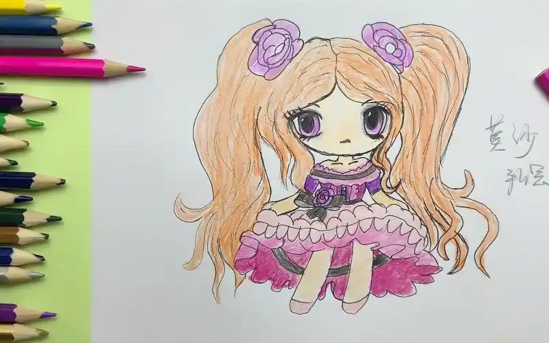 手绘q版叶罗丽莫纱卡通简笔画感觉这个莫纱有点生气