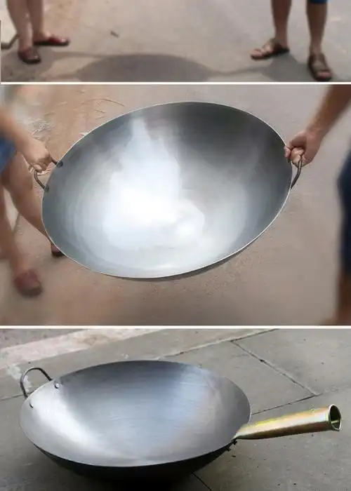 章丘大铁锅老式双耳铁锅商用加厚加深炒菜锅煤气灶厨师用的锅直径36cm