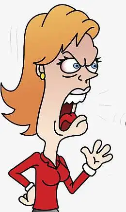 卡通抓狂的女士指责咒骂