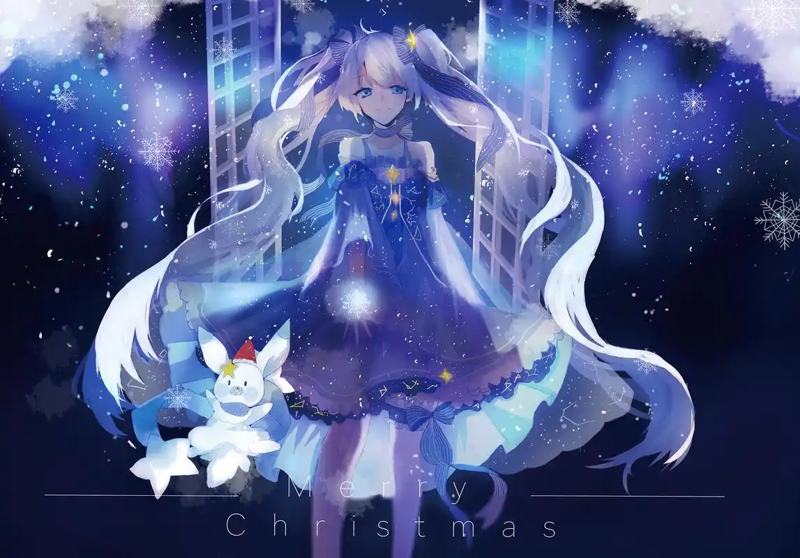 星空下的雪初音雪初音电脑壁纸