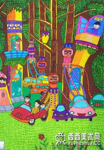 优秀小学生获奖科幻画我心中的未来世界欣赏