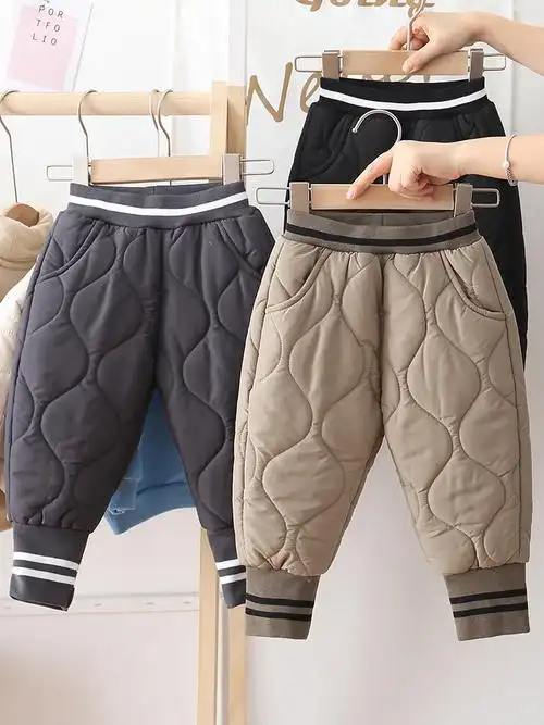 迷你巴拉巴拉童装男童加绒裤子秋冬款外穿宝宝棉裤加厚儿童冬季小