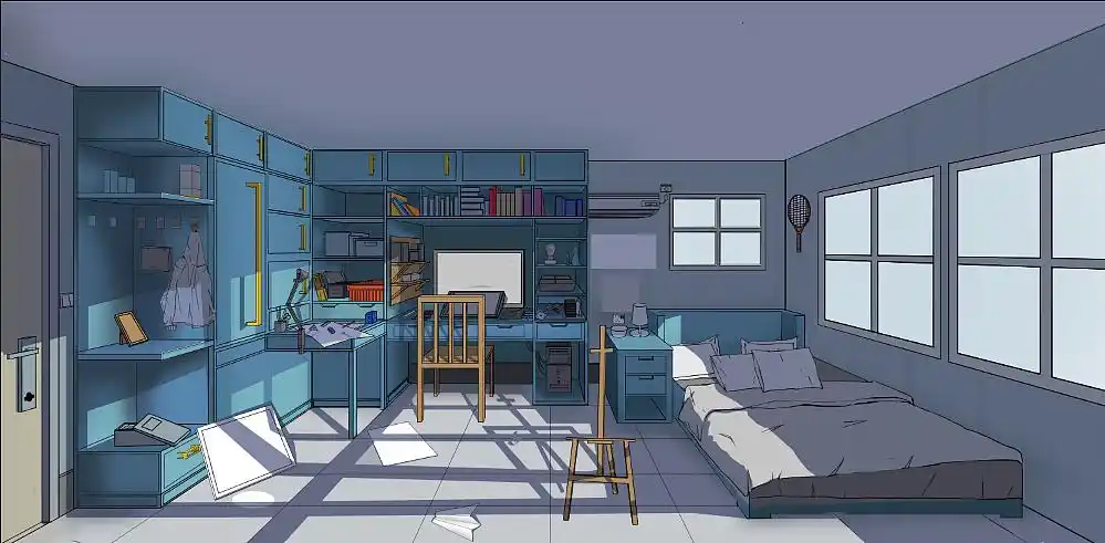日系室内场景绘画步骤|插画|概念设定|七重梦 - 原创作品 - 站酷