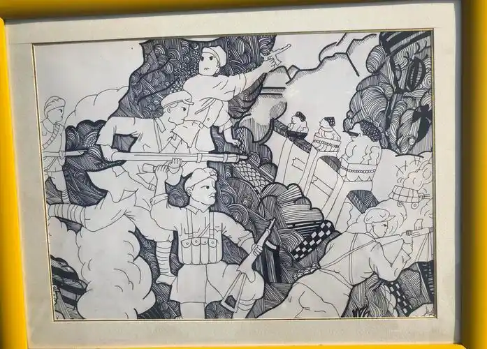 "我和祖国共成长 争做小小追梦人" 一一枣师附小黑白线描社团作品展