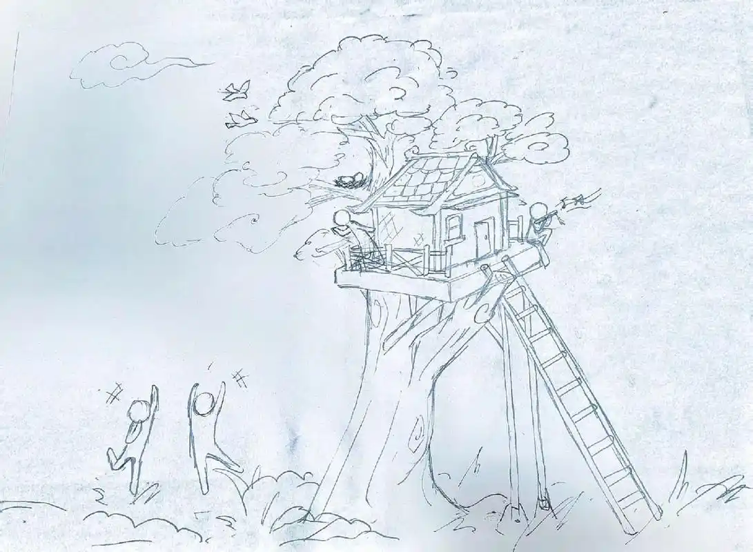 分享一下我画的房树人 感觉画的还不错 我同学说小人好可爱hhhh 有