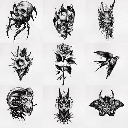 tattoo丨纹身手稿丨点刺纹身丨暗黑纹身