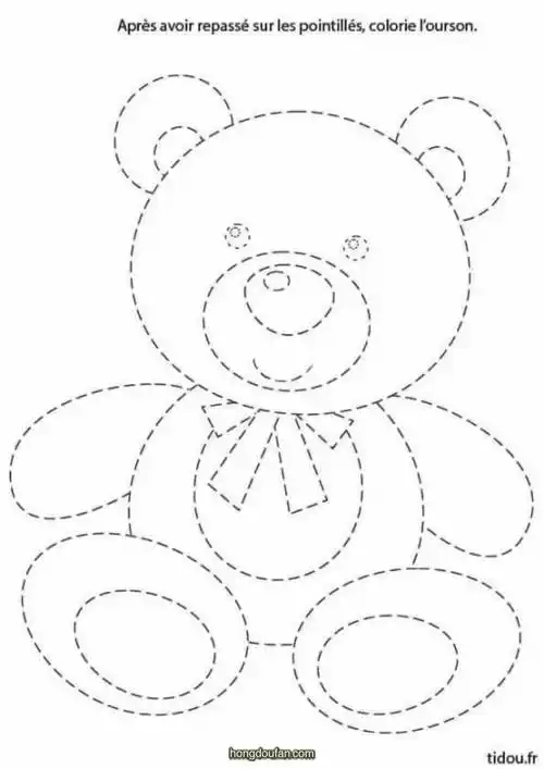 可爱的卡通小熊玩具连线游戏图片打印-红豆饭小学生简笔画大全