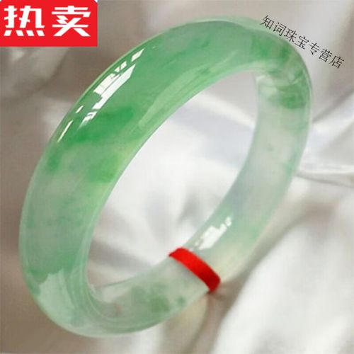 snqp 翡翠玉手镯缅甸玉巴山翡翠手镯冰种通透飘阳绿手镯贵妃 内径53