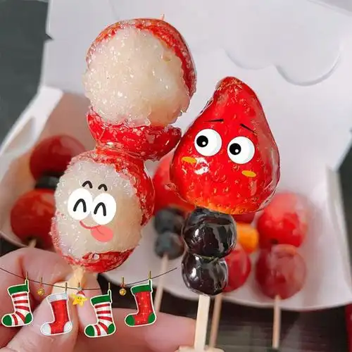 网红迷你冰糖葫芦串签圣诞卡通竹签一次性制作材料工具小串签子棍