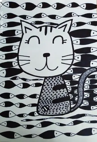 快乐儿童线描画