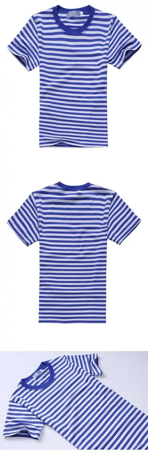 海魂衫短袖t恤大码条纹半袖圆领t恤水手服男女情侣装班服海军衫训练服
