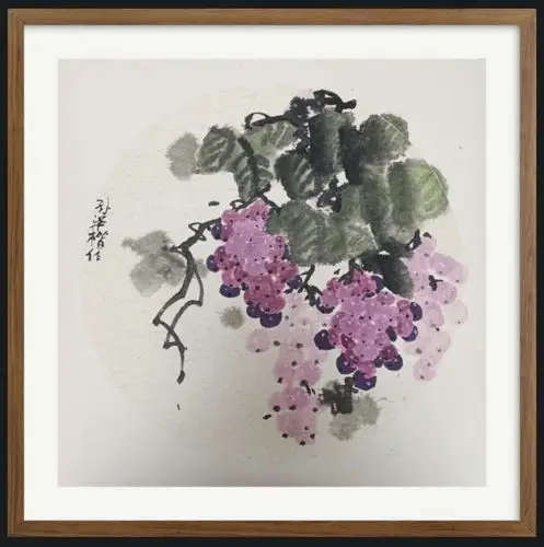 葡萄团扇作品