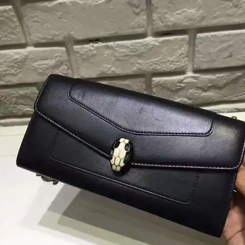 bvlgari宝格丽黑色蛇头长款钱包